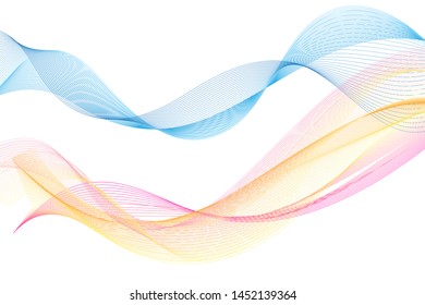 Lovely multicolored vector waves isolated on white background. Wave template for poster or web page design.