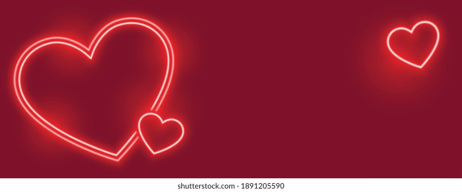 lovely neon hearts banner with text space