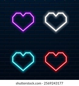 Lovely neon red heart valentines day background.