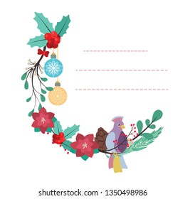 Lovely notepad template with bird and flower design