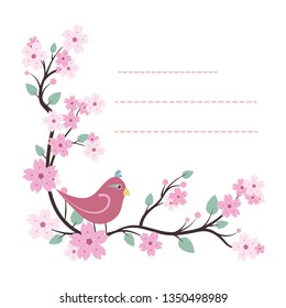 Lovely notepad template with bird and flower design