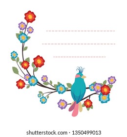 Lovely notepad template with bird and flower design