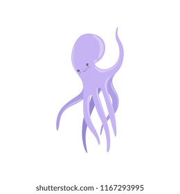 Lovely octopus, cute sea creature character vector Illustration on a white background