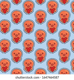 lovely octopus hand drawn pattern template vector