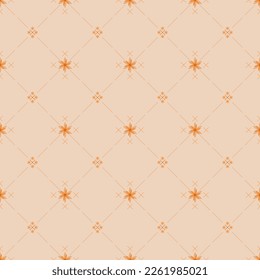 The lovely orange tone flowers and there are also small flowers decorated neatly. On the orange background. This is a seamless pattern looks cute, neat and clean.