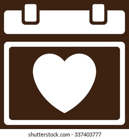 Lovely Organizer Date vector icon. Style is flat symbol, white color, rounded angles, brown background.