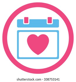 Lovely Organizer Date vector icon. Style is bicolor flat rounded symbol, pink and blue colors, rounded angles, white background.