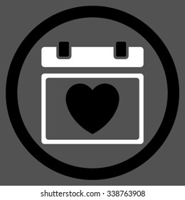 Lovely Organizer Date vector icon. Style is bicolor flat rounded symbol, black and white colors, rounded angles, gray background.