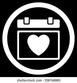 Lovely Organizer Date vector icon. Style is flat rounded symbol, white color, rounded angles, black background.