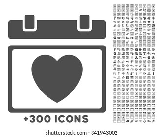Lovely Organizer Date vector icon with additional 300 date and time management pictograms. Style is flat symbols, gray color, rounded angles, white background.