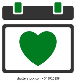 Lovely Organizer Date vector icon. Style is bicolor flat symbol, green and gray colors, rounded angles, white background.