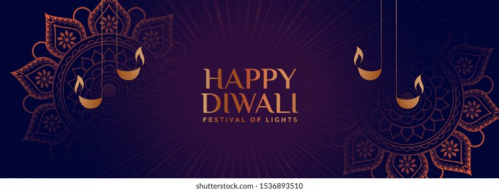 lovely ornamental style happy diwali banner design