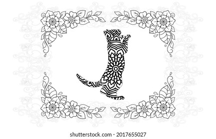 Lovely outline illustration with a cat. Perfect for coloring book or page for kids or adults.