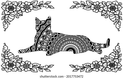 Lovely outline illustration with a cat. Perfect for coloring book or page for kids or adults.