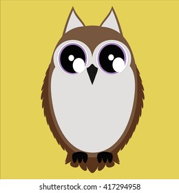 Lovely Owl. Illustration of wise owl on a yellow background - EPS VECTOR format.