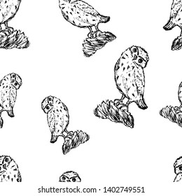 Lovely owls. Seamless pattern. Vector illustration.