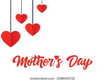 Lovely paper art drawing Happy Mothers Day card. Mom and baby on white background with love. Trendy Mother's Day card, banner, poster, flyer, label or cover with flowers frame, abstract floral pattern