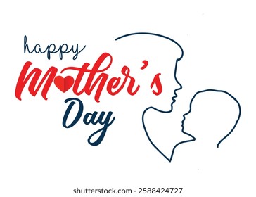 Lovely paper art drawing Happy Mothers Day card. Mom and baby on white background with love. Trendy Mother's Day card, banner, poster, flyer, label or cover with flowers frame, abstract floral pattern