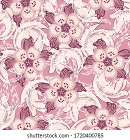 Lovely in pastel color flowers. This pattern is suitable for fabrics, t-shirts, gift wrapping, postcards and other printing surfaces.