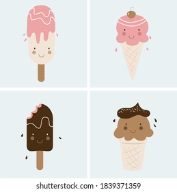 Lovely pastel ice cream illustrations