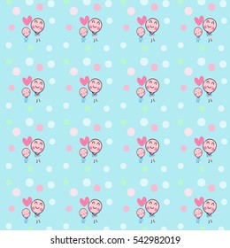 lovely pattern  background,shy boy and girl with pink heart  vector eps.10