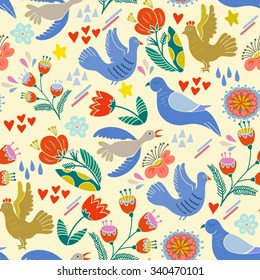 Lovely pattern of birds and flowers.
