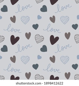 Lovely pattern with hearts. Vector holiday background. Valentine's Day. Gift wrap, print, cloth, cute background for a card