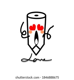Lovely Pencil Character Mascot Illustration Vector