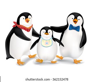 Lovely penguin family cartoon
