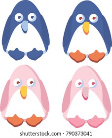 
lovely penguins in pink and blue