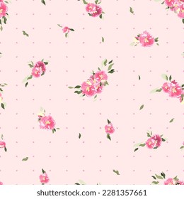 Lovely peonies seamless pattern, cute floral design, great for textiles, wallpapers, wrapping.