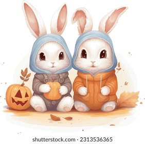 lovely pet, cute rabbits, costume, Halloween clothes