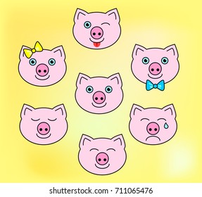 Lovely piggy: sleep, laugh, grief, tears, joy, boy and girl