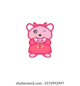 Lovely Pink Bear Cartoon Stickers