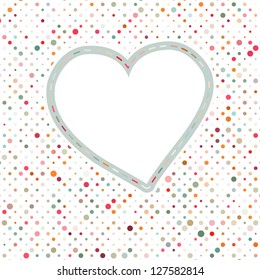 Lovely pink blue polka dots heart frame. EPS 8 vector file included