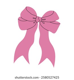 A lovely pink bow adorned with ribbons, perfect for various decorative uses and occasions