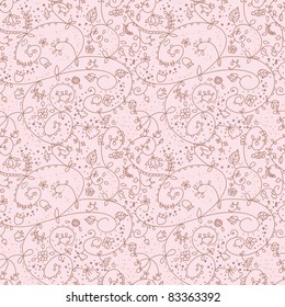 lovely pink floral seamless pattern in vector