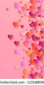  Lovely Pink Hearts Falling on Pink Background. Illustration with Pink Hearts for your Design.
    Wedding Background for Greeting Card, Invitation or Banner.
 Vector illustration