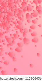  Lovely Pink Hearts Falling on Pink Background. Illustration with Pink Hearts for your Design.
   Valentines Background for Greeting Card, Invitation, Banner, Wallpaper, Flyer.
 Vector illustration