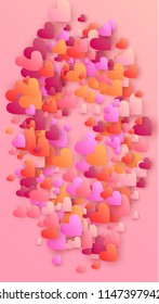  Lovely Pink Hearts Falling on Pink Background. Illustration with Pink Hearts for your Design.
    Wedding Background for Greeting Card, Invitation or Banner.
 Vector illustration
