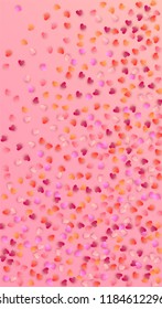  Lovely Pink Hearts Falling on Pink Background. Illustration with Pink Hearts for your Design.
   Valentines Background for Greeting Card, Invitation, Banner, Wallpaper, Flyer.
 Vector illustration