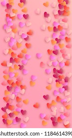  Lovely Pink Hearts Falling on Pink Background. Illustration with Pink Hearts for your Design.
   Valentines Background for Greeting Card, Invitation, Banner, Wallpaper, Flyer.
 Vector illustration