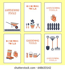 Lovely postcard from tools for gardening on a white background.