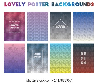 Lovely Poster Backgrounds. Alluring geometric patterns, fair vector illustration.