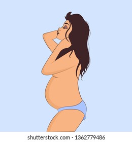 Lovely Pregnant Woman Vector Illustration. Maternity mom concept character design.