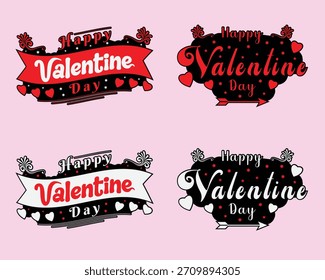 Un precioso Vector premium con corazones, Elementos románticos y tipografía para el día de San Valentín, tarjetas y proyectos de impresión.