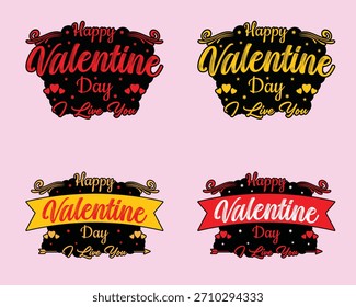 Un precioso Vector premium con corazones, Elementos románticos y tipografía para el día de San Valentín, tarjetas y proyectos de impresión