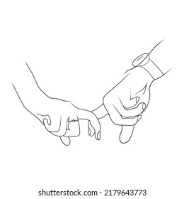 Lovely promise two hand line art drawing style, the hand sketch black linear isolated on white background, the Lovely Two hand line art vector illustration.
