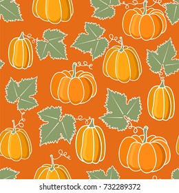 Lovely pumpkins. Seamless pattern. Vector illustration.