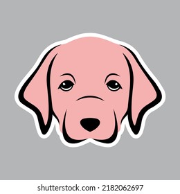 Lovely puppy as sticker for design websites, logo, icons, signs, applications or social network communication. Pretty labrador as sticker for web design. Portrait of a cute golden retriever. 